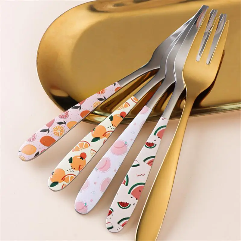Dessert Fork Stainless Steel Lovely Fruit Fork Snack Cake Dessert Forks 1 Piece Dinnerware Special Gift Tableware Home Flatware