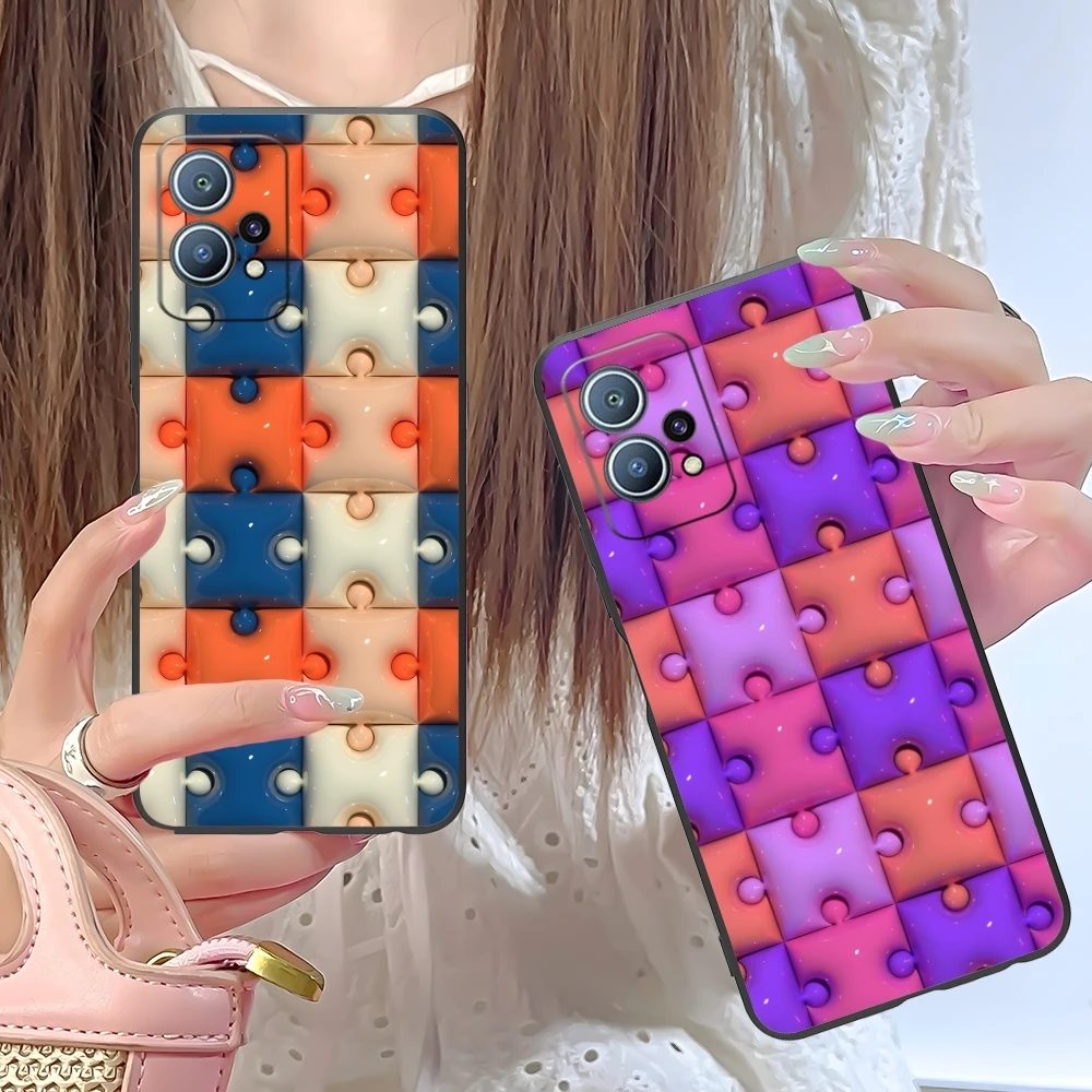 Puzzle Fashion Pretty Mobile Cell Phone Case for Huawei P60 P50 P40 P30 P20 P10 P9 P8 Pro Lite Plus Black Soft Cover Shell