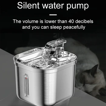 Stainless Steel Cat Fountain With Water Mark Automatic Cats Water Dispenser Sensor Filter Pet Cat Ultra Quiet Pump Water Foutain 6