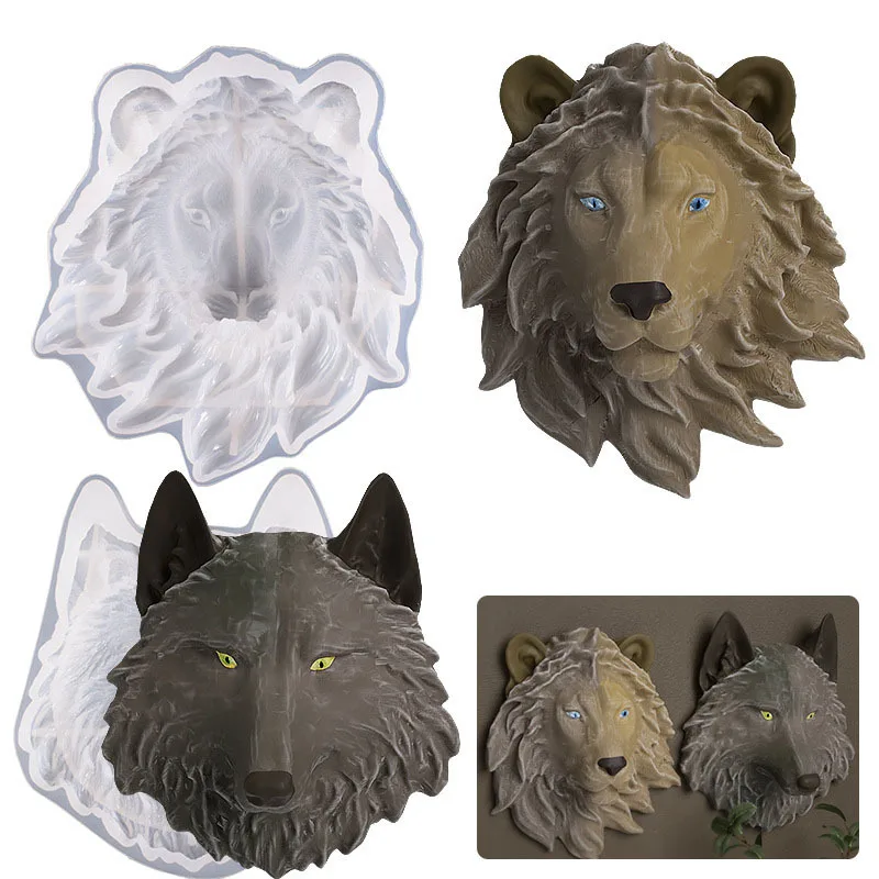 

Large Lion Head Silicone Mold for Epoxy Resin Decorative Crafts Diy Wolf Head Concrete Gypsum Pouring Silicone Mold