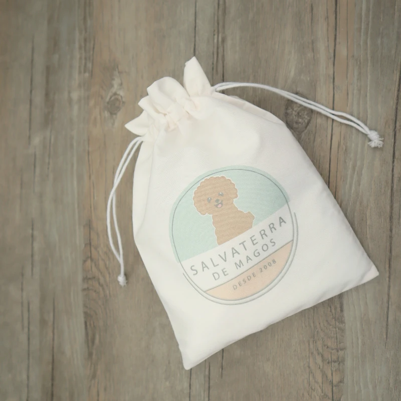 Cotton Pouch Jewelry Packaging Pure Cotton Drawstring Bag Party Makeup Wedding Storage Gift Cloth Packing Bag Custom Logo 50PCS