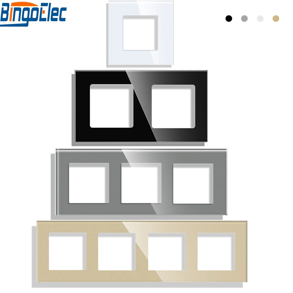 

Bingoelec EU European Standard Light Wall Touch Switch Socket Outlet Square Hole Crystal-Glass-Panel DIY-Parts Module 86*86mm