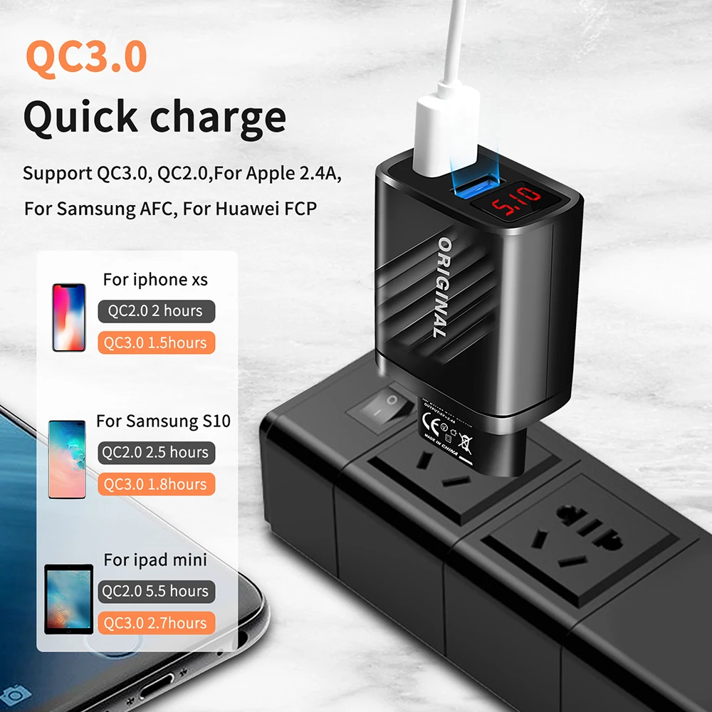 18W USB charger fast charging For Cell Phone Adapter for iPhone 13 Pro Max Tablet Portable Wall Quick Charge 3.0 Mobile Charger