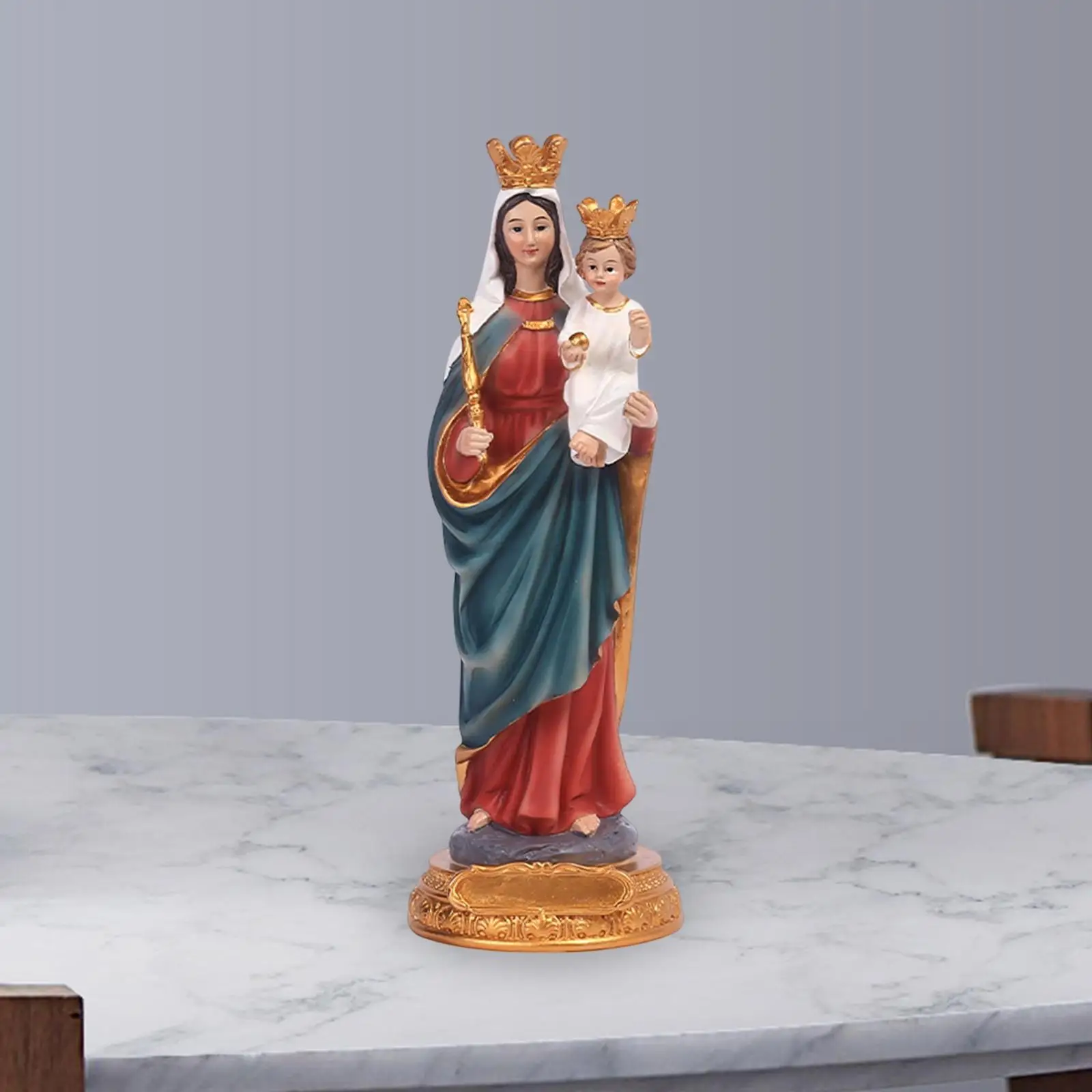 

Blessed Resin Figurines Jesus Sculpture Collectible Our Lady of Grace Virgin