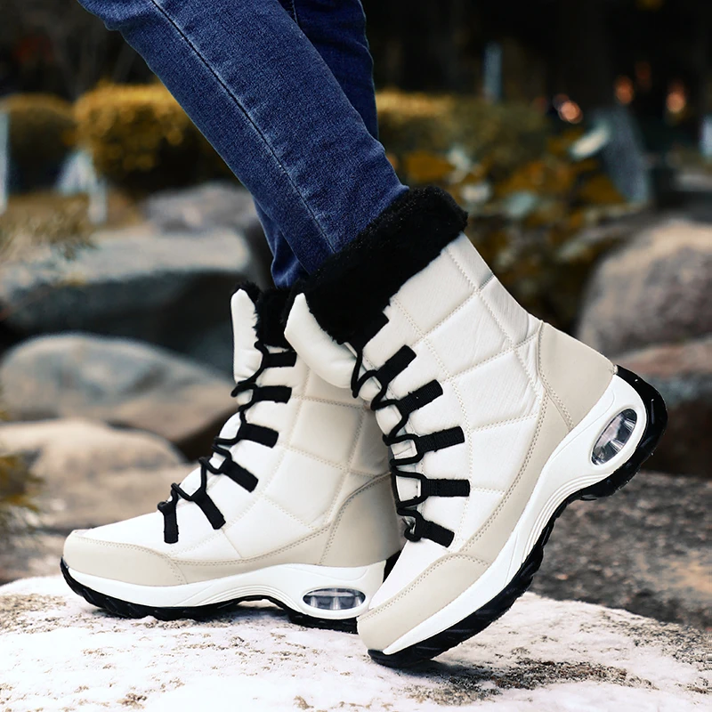

New Winter Women Boots High Quality Warm Snow Boots Lace-up Comfortable Ankle Boots Outdoor Waterproof Hiking Boots Size 36-42