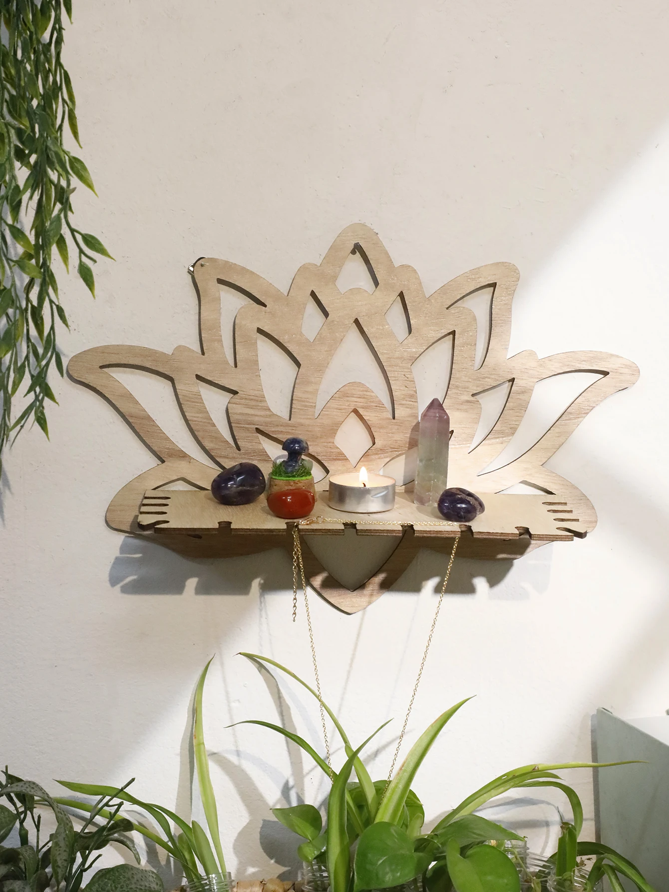 Деревянная подставка для кристаллов лотоса полая полка-держатель целебных
