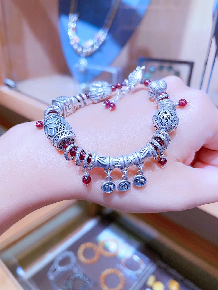 Тяжелая промышленность стерлинговое серебро ретро натуральный гранат