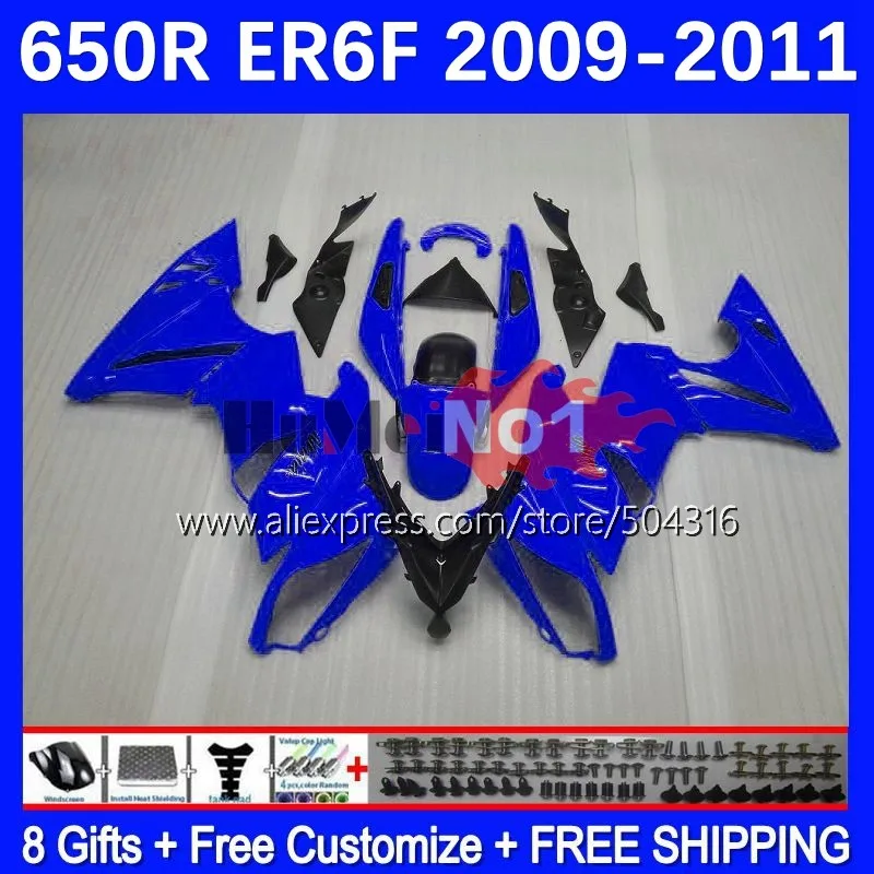 

OEM Body For KAWASAKI NINJA 650R ER6F ER 6F 09-11 ER-6F 09 10 11 174MC.55 ER6 ER 6 F 650 R 2009 2010 2011 Fairings Glossy Blue