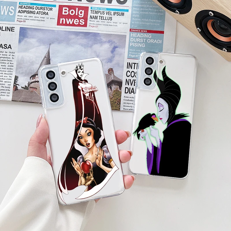 

Disney Villain Queen Art Phone Case For Samsung Galaxy S22 S21 S20 FE Ultra Pro Lite S10 S10E S9 Plus 5G Transparent Cover