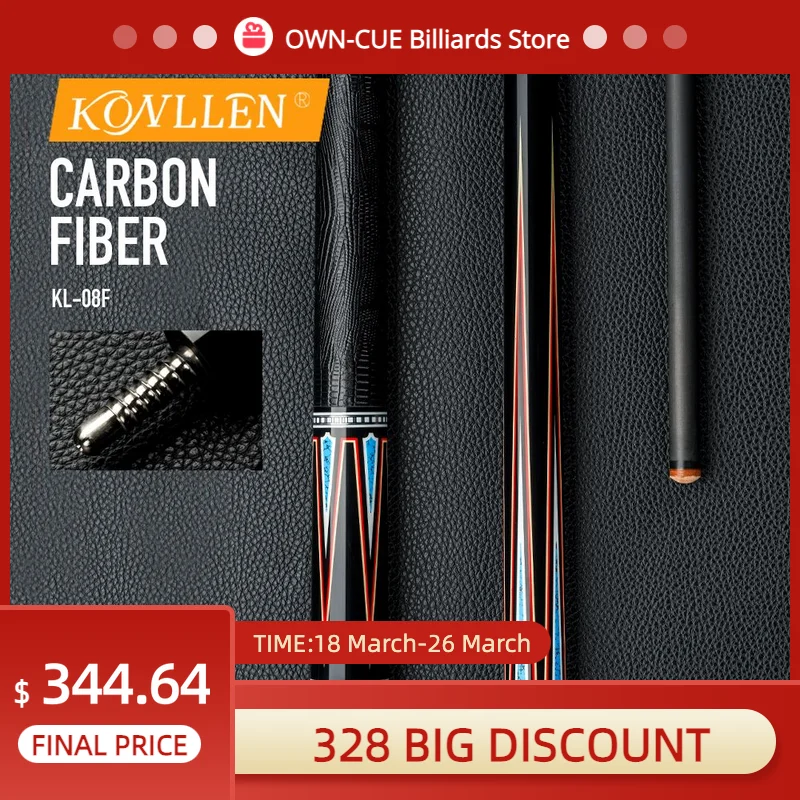 

Карбоновый бильярдный кий KONLLEN 12,6 мм, модель 3/8*8, радиальный штырьковый шарнир, технология ручной работы, набор бильярдного кия