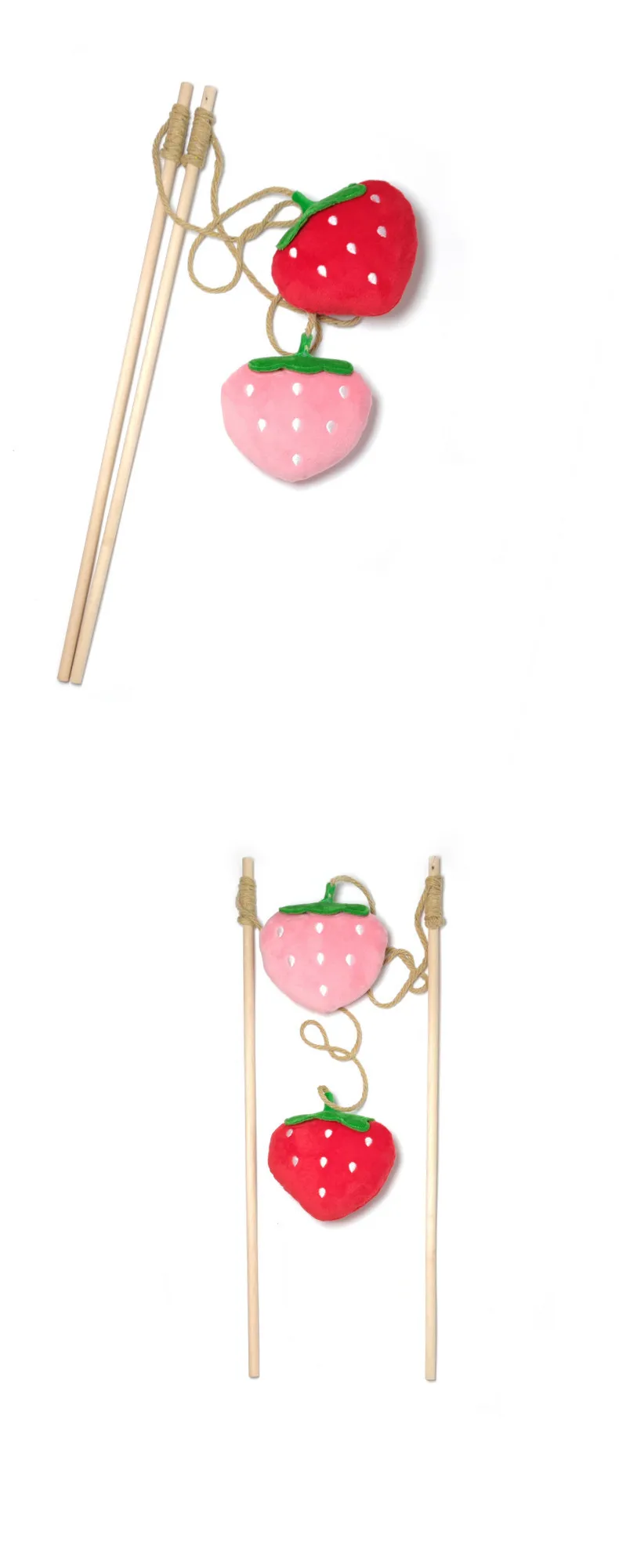 

Strawberry Shape Teasing Cat Stick Cat Toy Cat Stick Cat Supplies Ring Paper Vocalization Teasing Stick Pet Toys Pet Products
