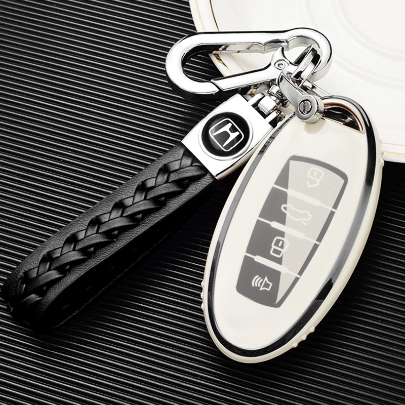

Leather Car High-Grade Keychain 360 Degree Rotating Horseshoe Keyring Decor Accessories Gifts For Honda Mugen Power Civic CRV Hr