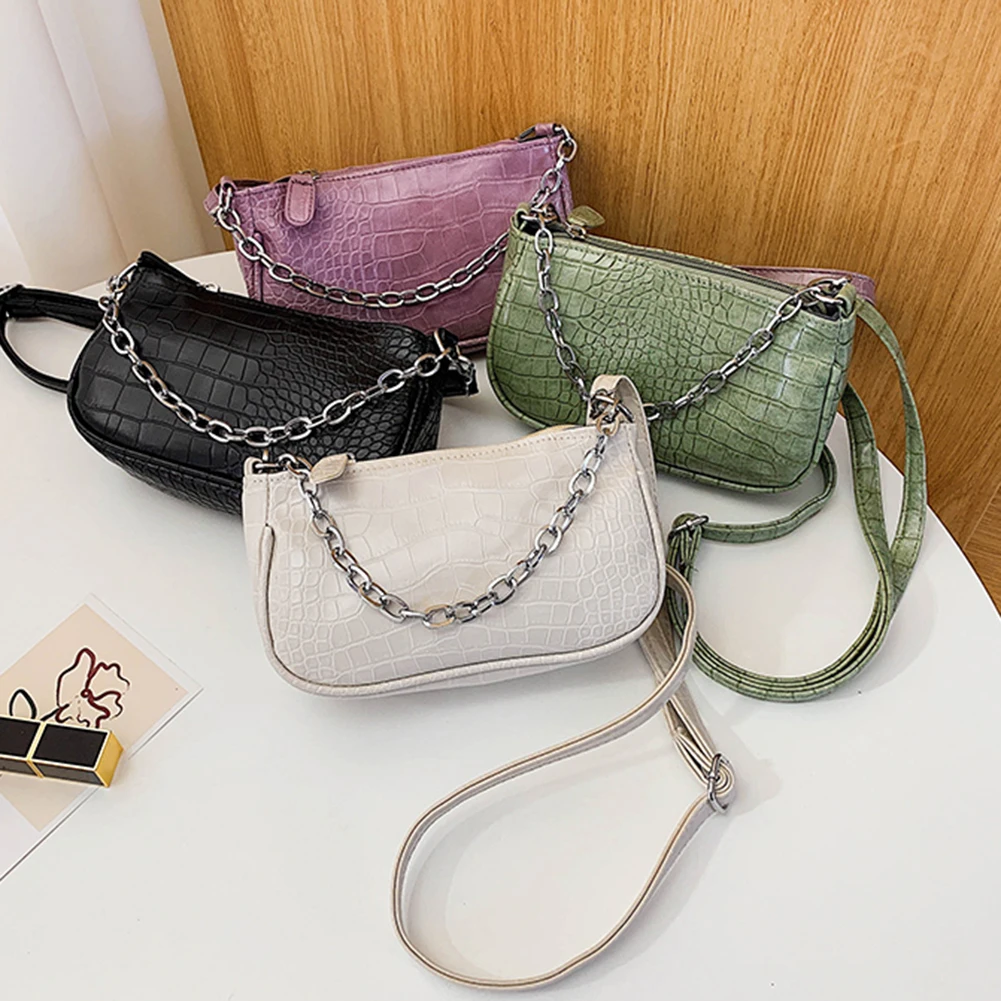

Women Shoulder Bags Lady Alligator Pattern Chain Shoulder Handbag Phone Purse Pure Color Female Shopping Handbag