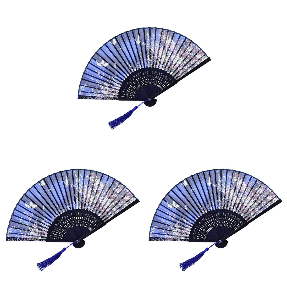 

3 шт. Ручной Веер Sakura, складной веер, бамбуковый Ручной Веер, Шелковый веер с кисточкой (#7)