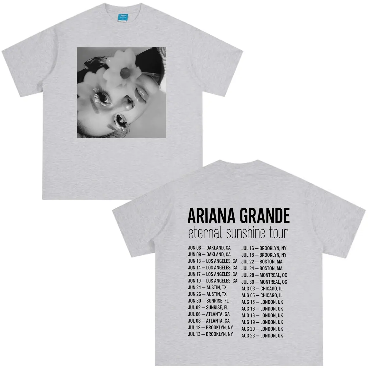 Фото Футболка с принтом Ariana Grande The Eternal Sunshine Tour 2026, модная футболка для мужчин и женщин, летние повседневные свободные хлопковые футболки в стиле хип-хоп №4