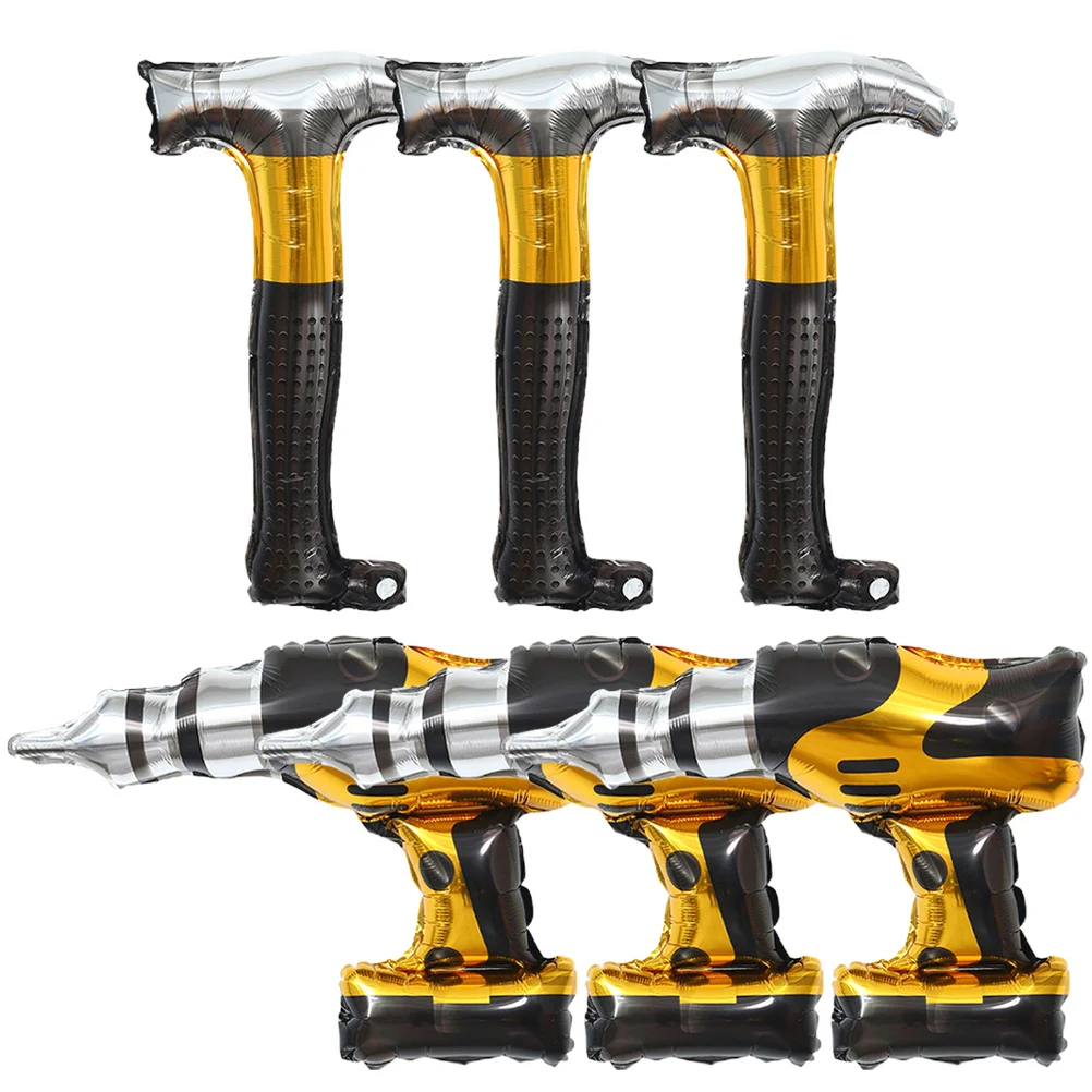 

6 Pcs Tool Aluminum Film Balloon Wall Decoration Boys Birthday Party Supplies Tools Reparing Baby Shower Multicolored Balloons