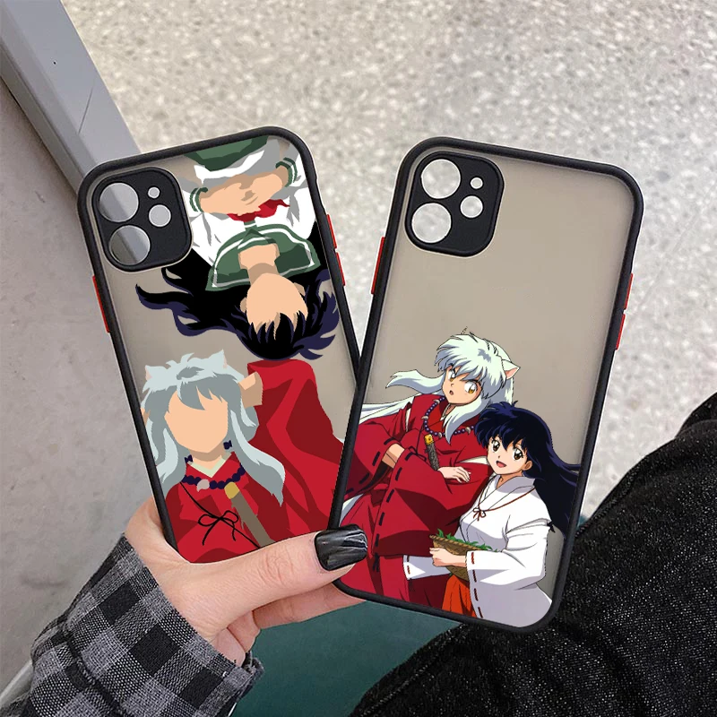 

Luxury Inuyasha Anime Cellphone Bumper Clear Matte PC Back Phone Case For iphone 11 12 13 14 Pro XS Max 7 8 14 Plus SE X XR case