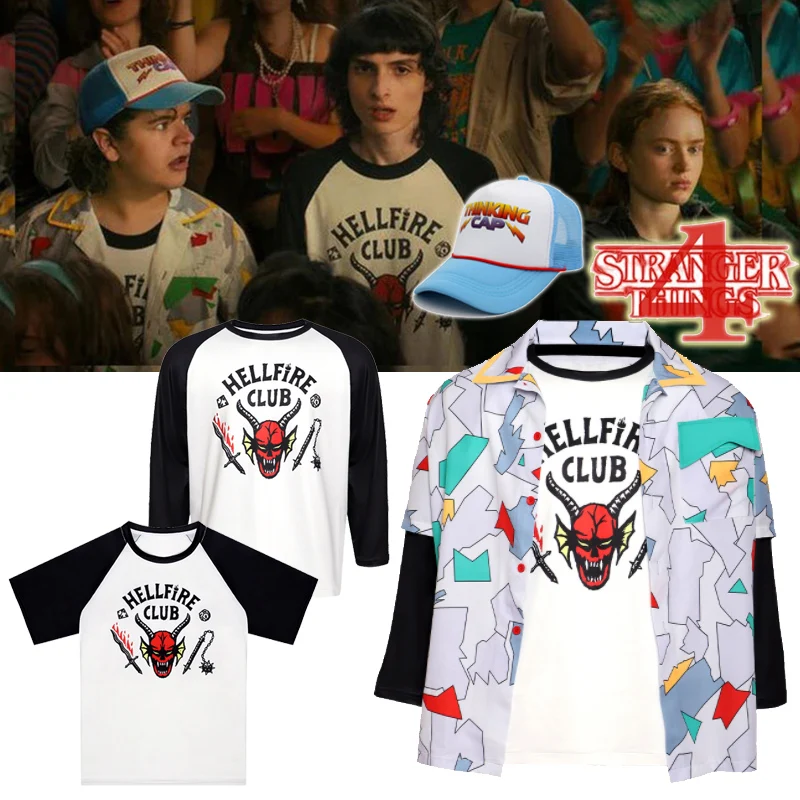 

Костюм для косплея из аниме Майк Коллер Дастин одиннадцать Лукас футболка клетчатая рубашка Хелл Файер Клубная униформа для мальчиков и девочек