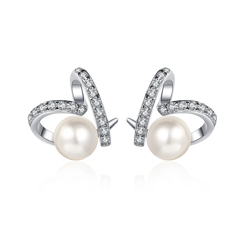 

6-7mm Pearl Studs Hoop Earrings for Women Moissanite Diamond Eardrop Minimalist Tiny Hoops Wedding Fashion Jewelry