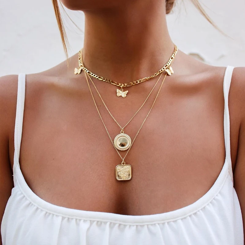 

Fashion New Butterfly Necklace Women's Multilayer Pendant Necklace Women's Jewelry 2022 Gold Collar Party Engagement Gift