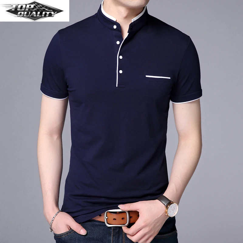 

2022 New Fashion Brand Polo Shirt Men's Summer Mandarin Collar Slim Fit Solid Color Button Breathable Polos Casual Men Clothing