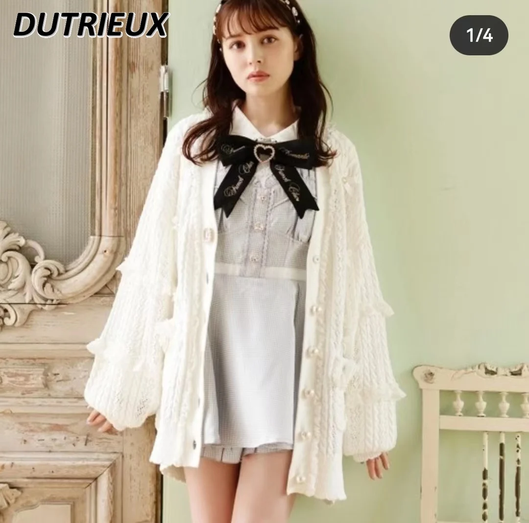 Универсальный осенне-зимний новый вязаный кардиган для милых девочек