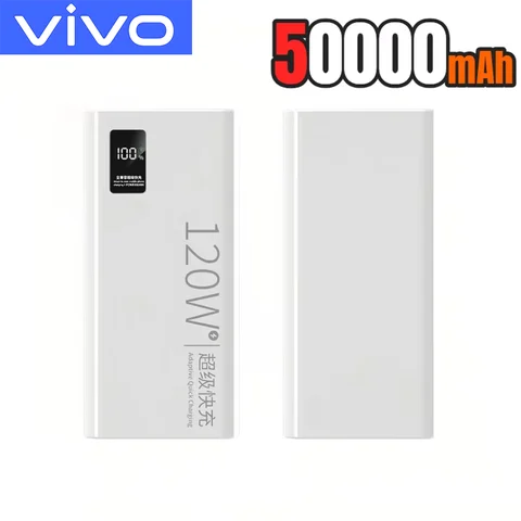 VIVO 500000 мАч Power Bank высокой емкости 120 Вт Быстрая зарядка со светодиодным дисплеем Портативное зарядное устройство для iPhone Samsung Huawei