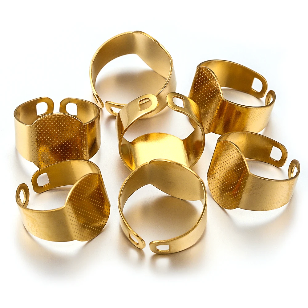 

Комплект позолоченных открытых колец с кабошоном из нержавеющей стали, 10 шт.