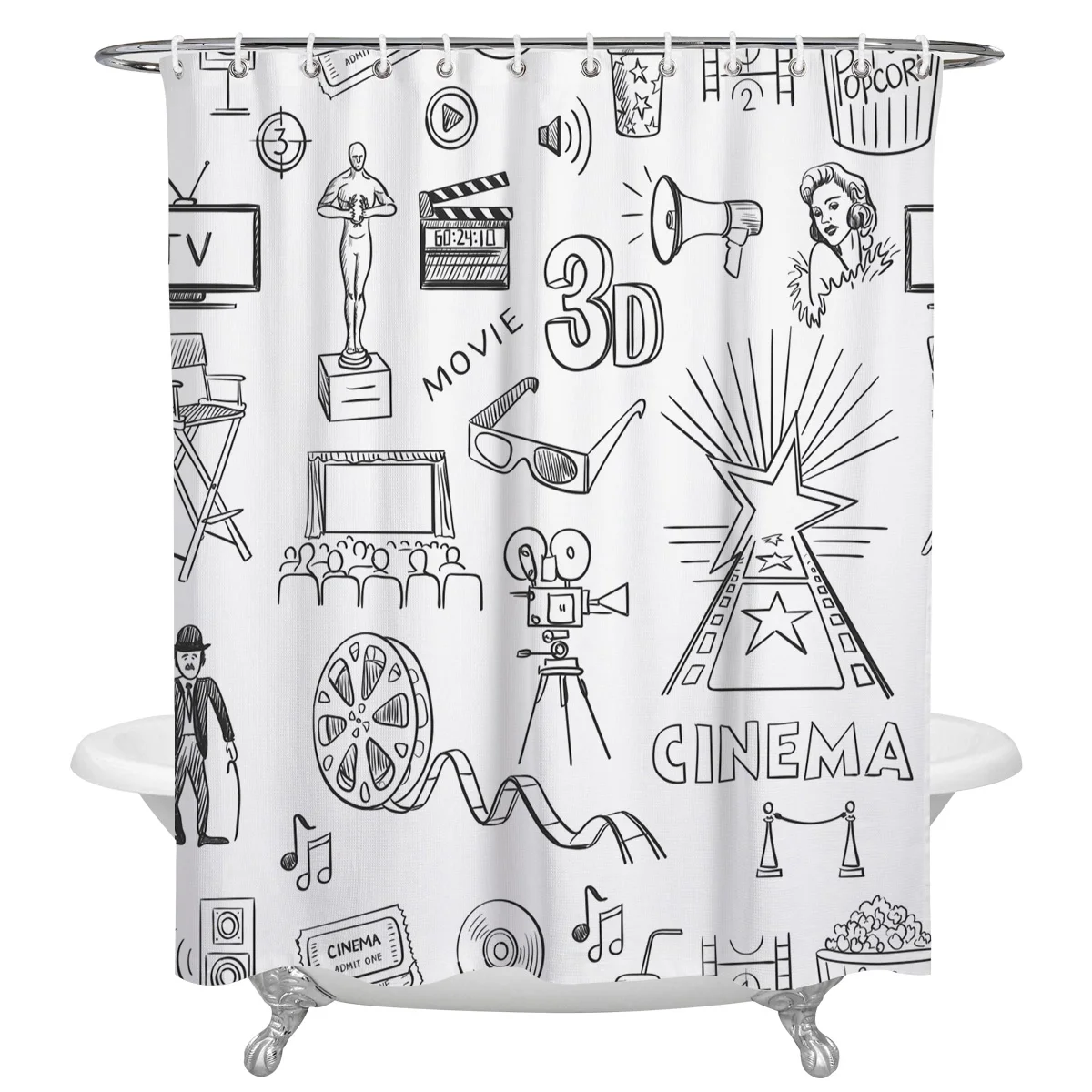 

Занавеска для душа с мультяшными рисунками, s, водонепроницаемая занавеска для душа из полиэстера, занавеска для ванной комнаты, Декор