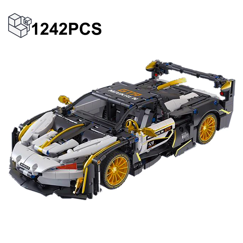 

1242PCS Technical Platinum Plating McLarened Senna GTR Sports Car Building Blocks Racing Vehicle Assemble Bricks Toys Boys Gifts
