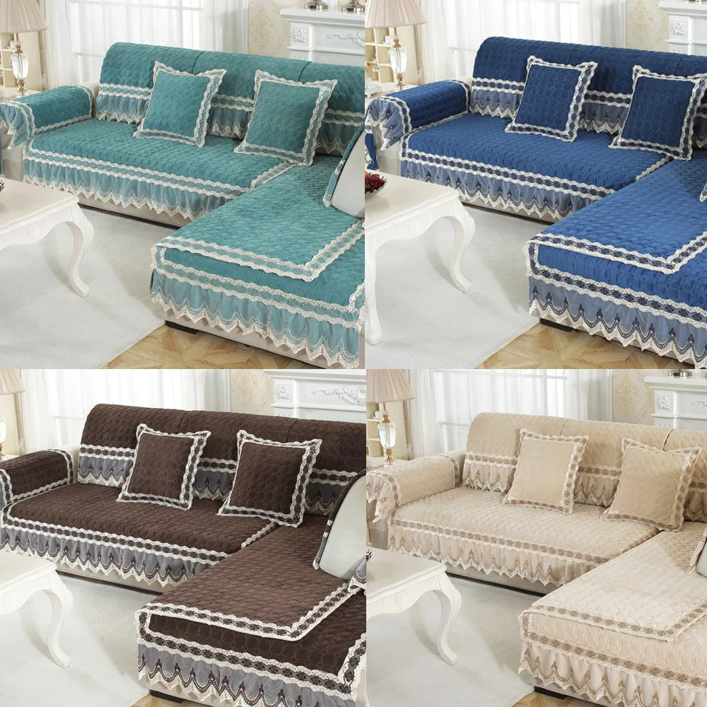 

New! Soft Corduroy Sofa Cushion Four Seasons Universal Combination Lace Fabric Non-slip Couch Cover For Sofas Towel Custom Made