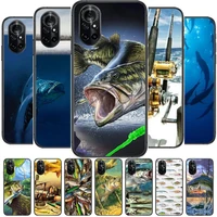 summer fishing graphic clear phone case for huawei honor 20 10 9 8a 7 5t x pro lite 5g black etui coque hoesjes comic fash des