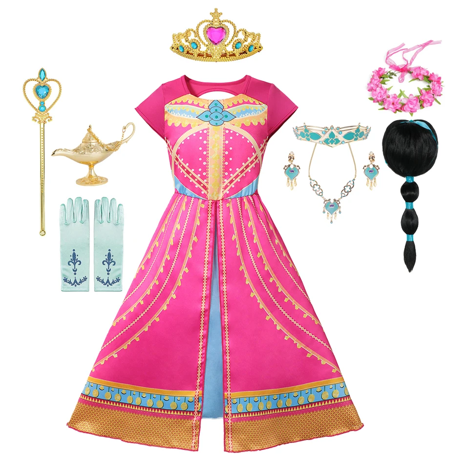 

Jasmine Princess Dress Up Of Aladdin And The Magic Lamp Girls Birthday Party Disney Kids Costume Cosplay Ball Gown Red Clothes