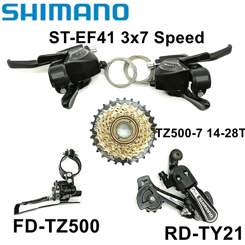 

Shimano ST-EF41 Bike Shift/Brake Lever 3x7 Speed RD-TY21 TZ31 Bike Rear Derailleur FD-TZ500 Front Derailleur TZ500-7 Cassette