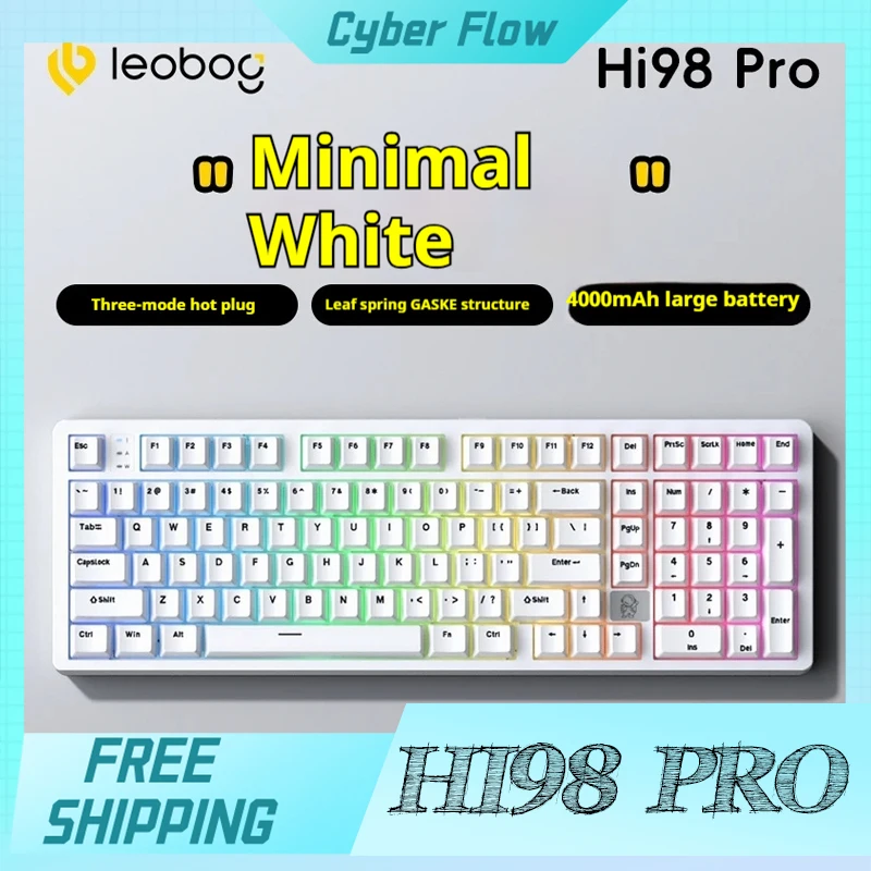 Новая механическая клавиатура LEOBOG Hi98Pro 3-режимная алюминиевая беспроводная