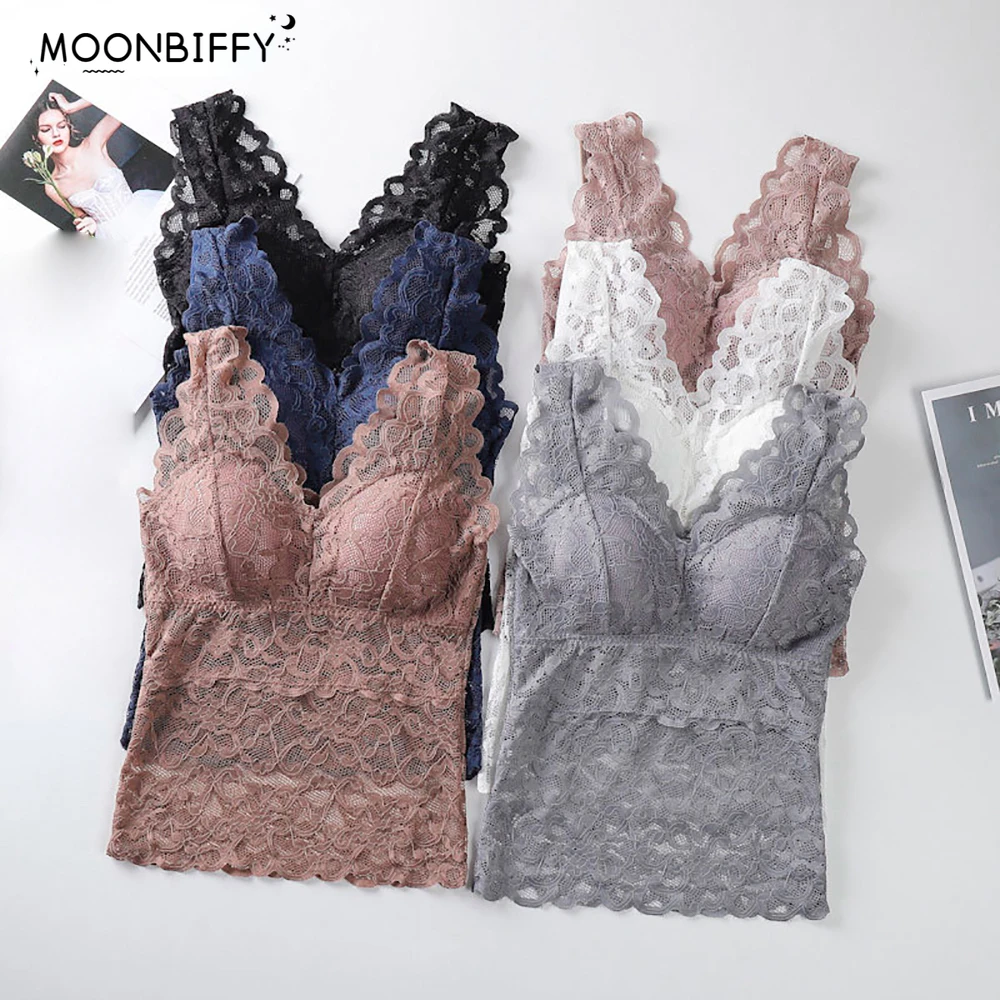 

Women Summer Crop Top Woman Seamless T-shirt Sexy Lace Top Female Beauty Back Push Up Padded Camisole Women's Tank Top