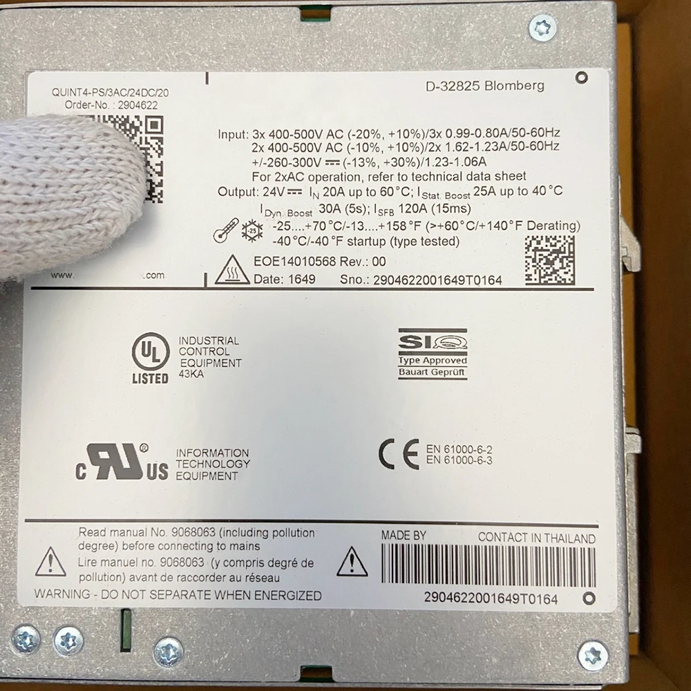 Новый для Phoenix QUINT4-PS/3AC/24DC/20 2904622 QUINT POWER (Замена: 2938727 ) Импульсный источник питания 24