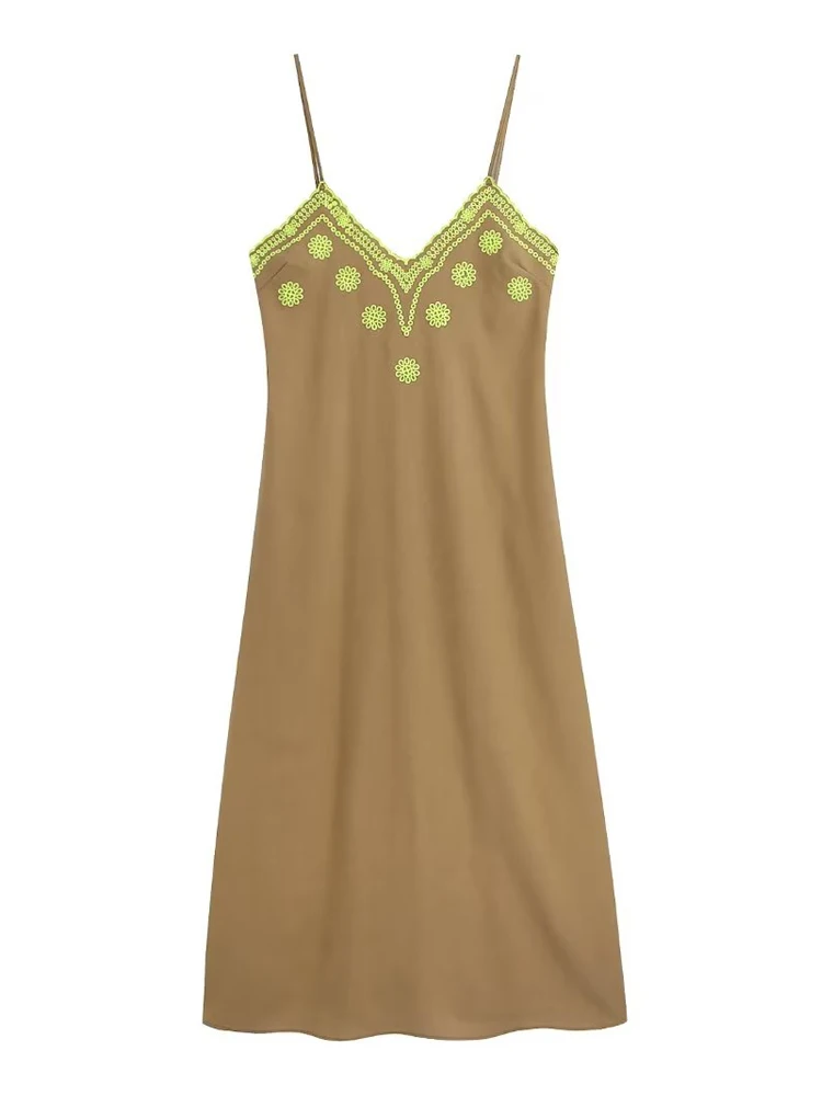 

2022 летнее женское платье льняные ремни винтажные цветочные вышивки без бретелек женские элегантные уличные платья до середины икры одежда