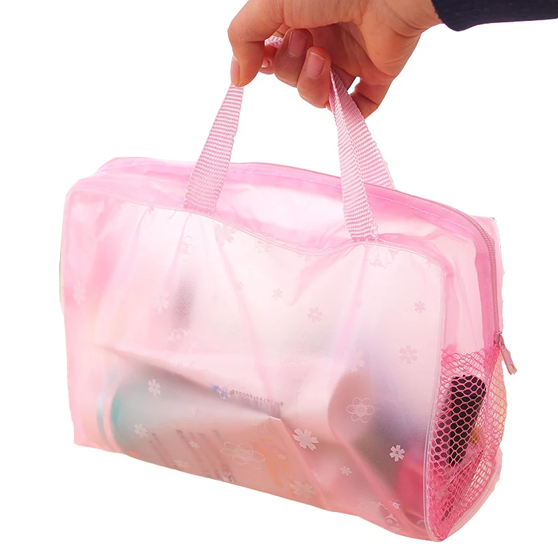 

PVC Makeup Bag Transparent Toiletry Cosmetics Storage Bag Pouch Creative Compression Shower Bag Women's Floral Cosmetic Bag