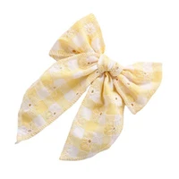 hemmed large bow hair clips for baby girls women cotton linen headwear toddler kids tails hair bows accessories hairgrips gifts