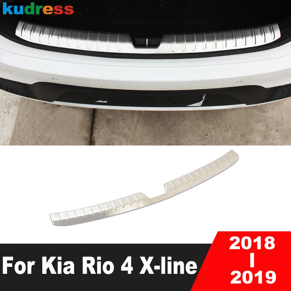 Автомобильные аргументы для Kia Rio 4 X-line 2018 2019 седан, нержавеющая сталь, задний бампер, крышка багажника, задняя дверь, Накладка на порог, аксессуары для отделки