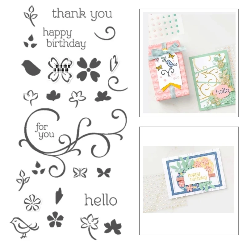 

Birthday Flower Silicone Stamp and Metal Cutting Dies for DIY Scrapbooking Stencil Photo Album Craft Paper Card Handcraft