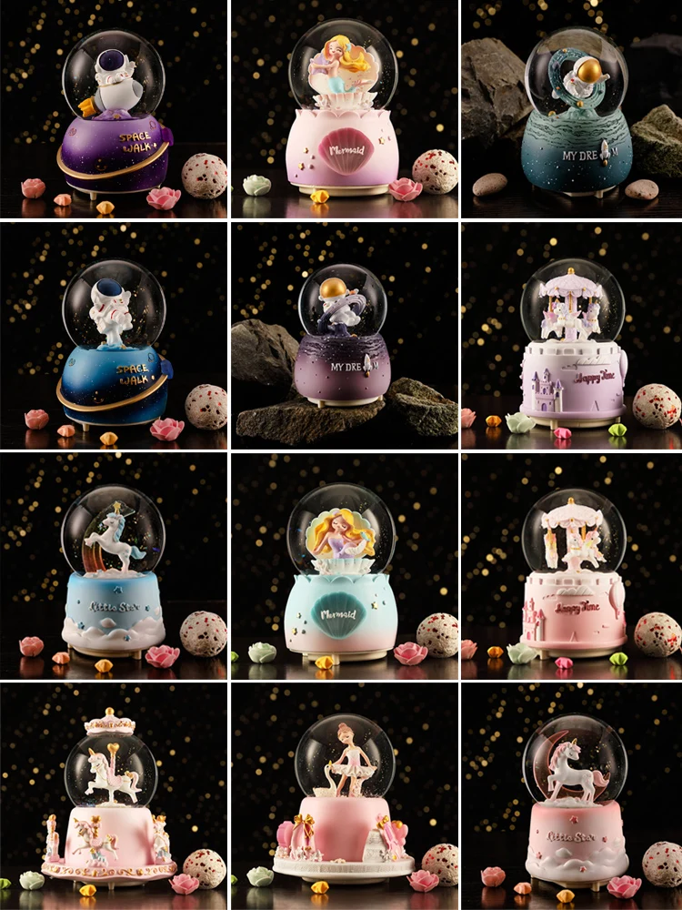 

Astronaut Snow Crystal Ball Music Box Spaceman Crystal Ball Children's Birthday Gifts Creative Carousel Desktop Decoration