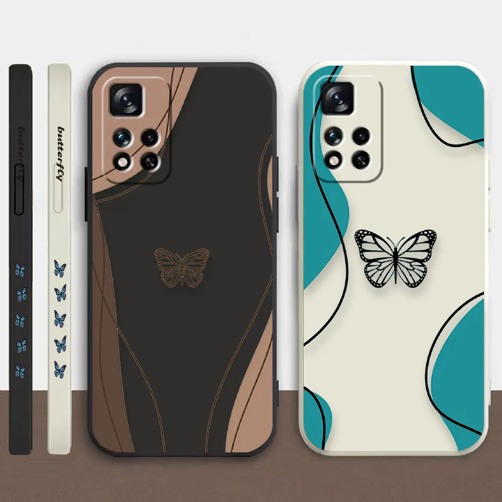 

Case For Redmi Note 12 11 11T 11R 11E 10 9 8 7 7S PRO PLUS 4G 5G Simple Liquid silicone Case Beautiful Butterfly
