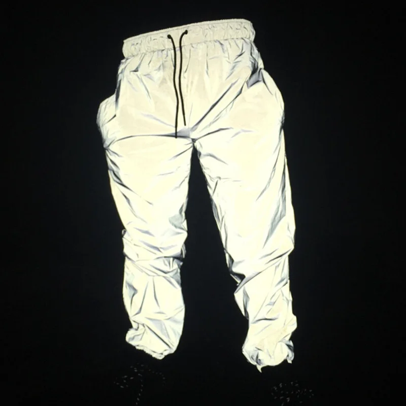 

Drop Shipping Reflective Pants Men Jogging Hip Hop Sweatpants Man Night Reflection Light Sportwear Trousers Pantalones Hombre