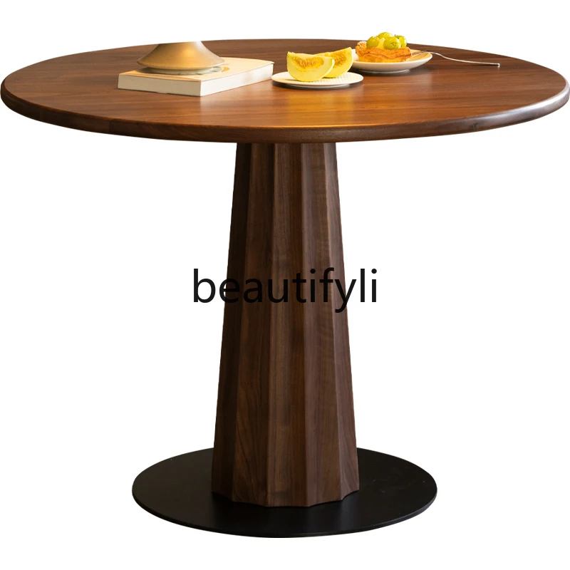 Североамериканский круглый стол Doric из черного ореха обеденный массива дерева в
