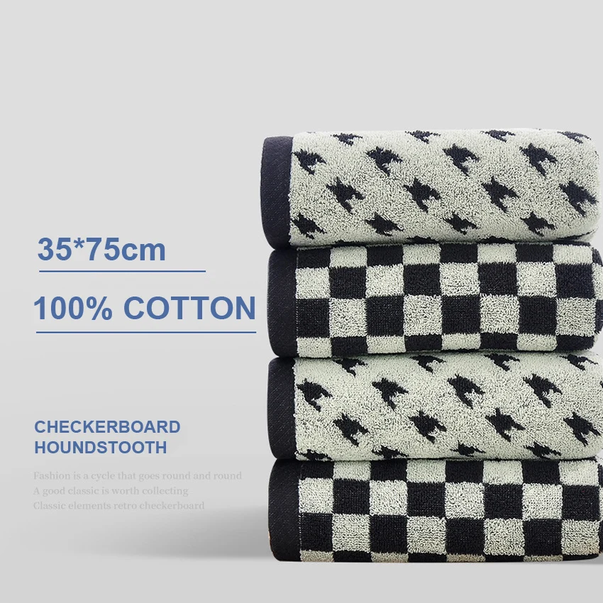 

Шахматное полотенце для лица с рисунком «гусиные лапки», 100% хлопок