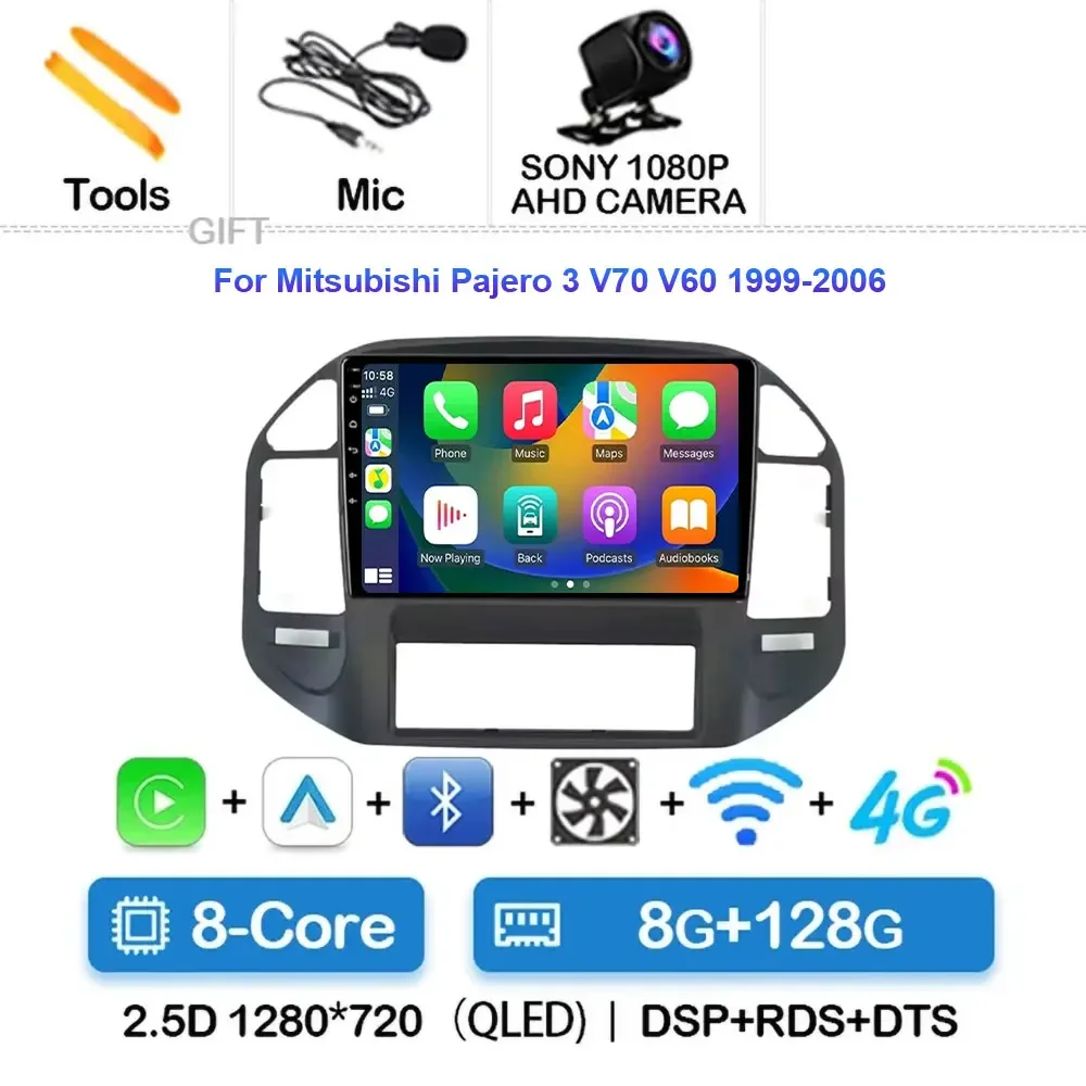 

Автомобильный радиоприемник Android 14, для Mitsubishi Pajero 3 V70 V60 1999-2006, мультимедийная навигация, GPS, беспроводной BT Carplay, стерео, сенсорный экран