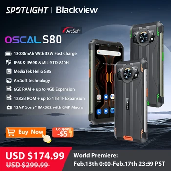 [World Premiere] Blackview Oscal S80 Rugged Phone 13000mAh Smartphone 6GB 128GB Mobile Phone Andriod 12 Waterproof CellPhone G85 1