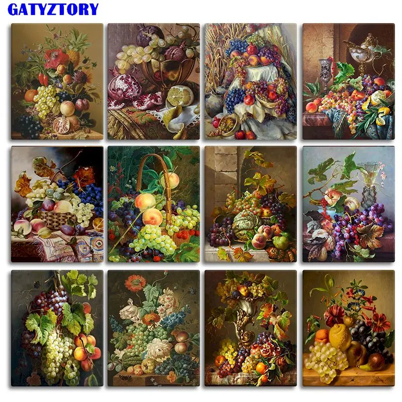 

GATYZTORY 60x75cm Fruit Coloring By Numbers Still Life Unique Gift For Children Oil Painting Drawing On Canvas Decoration
